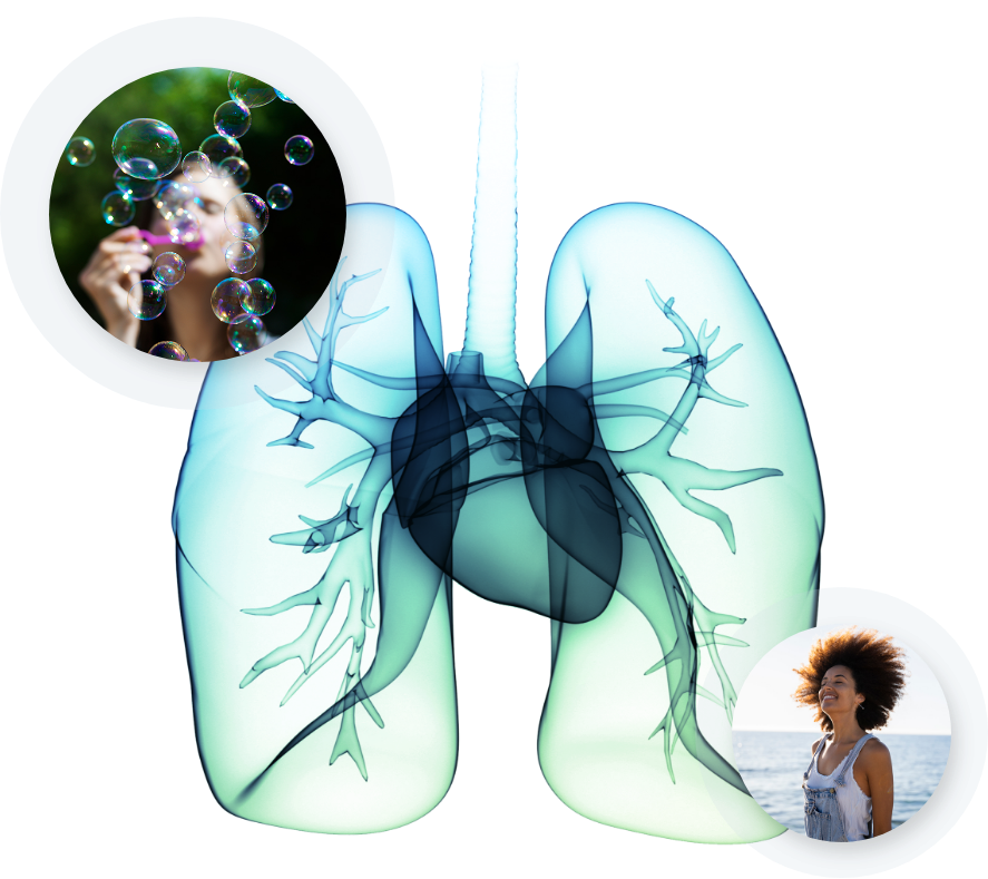 Lungs and heart image with people